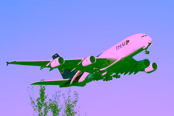 Start eines Airbus A380 der Thai Airline